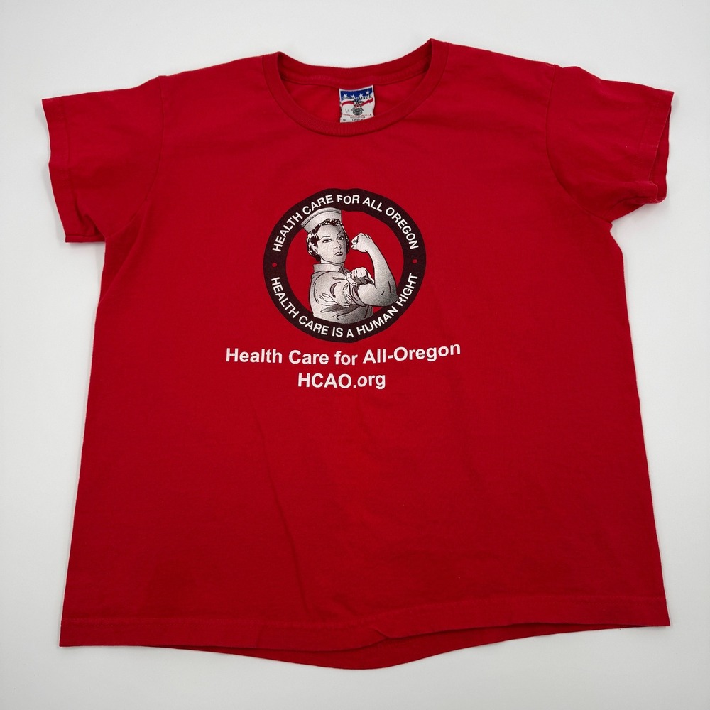 Union Made Health Care for All‎ Oregon HCAO Red Graphic T-Shirt Large USA Made